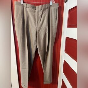 NWT Pierre Cardin Tan Dress Pants Flat Front Wool 42x30